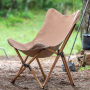 2022 high quality aluminum portable butterfly folding wood grain camping chair